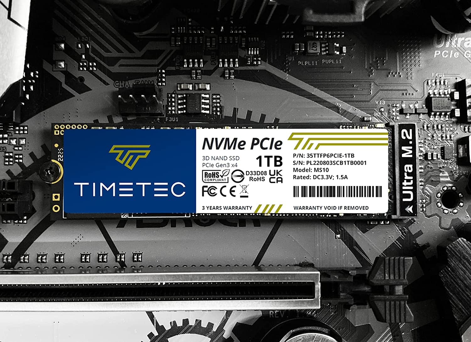 Amazon | Timetec 1TB M.2 2280 NVMe PCIe Gen3x4 8Gb / 秒 3D NAND